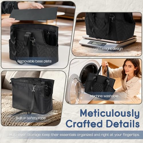 YUDODO 4-12lbs Dog Purse Carrier, Lightweight Small Dog Carrier with Large Pockets & Treat Pouch, Collapsible Pet Travel Carrier Puppy Cat Rabbit, Black, Purse+Treat Pouch