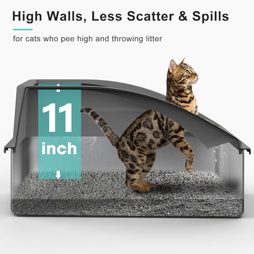 AIPERRO Stainless Steel Litter Box | XL Enclosed Cat Litter Boxs with Lid for Big Cats | High Sided, Anti-Urine Leakage | Non-Stick Bottom & Includes Litter Mat & Metal Scoop (Dark Gray) - color: Dark Grey, size: X-Large