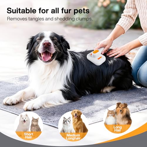 Dog Brush for Shedding & Cat Brush for Indoor Cats: 3-in-1 Cool Mist Spray Groomer – Self-Cleaning & Waterproof – Effortless Detangling, Deshedding & Bathing for Long/Short Haired or Water-Averse Pets