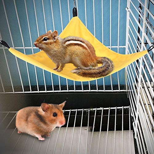 Acouto Small Pet Hammock Hanging Bed for Squirrel Hamster Sugar Glider Guinea Pig Guinea Pig Hammock Hamster Small Animal Corner or for Cage Rat Outdoor Squirrel Pssop Hammo (Yellow) - color: Yellow
