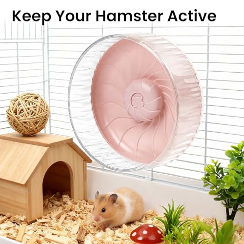 10 inch Silent Hamster Wheel, Stand-Free Cage Spinner, Large Size, Pink | Large Size, Stand-Free Cage Installation, Smooth-Rotating Exercise Wheel for Syrian Hamsters and Gerbils - color: Pink Without Stand, size: 10in