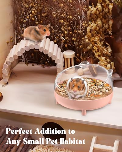 Pawfly Hamster Sand Bath Container, Hamster Sand Bath Box, Hamster Bathtub, Hamster Bathroom, Hamster Toilet, Plastic Dust Bath for Dwarf Hamsters, Syrian Hamsters, Mice, Gerbils & Small Animal, Pink - color: Pink