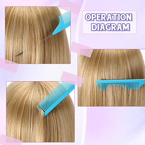 8 Pcs Hair Styling Set - Dual Edge Teasing Brush, Triple Teasing Comb, Rat Tail Comb, Grooming Clips for Women, Girls, Stylists (Blue) - color: Blue