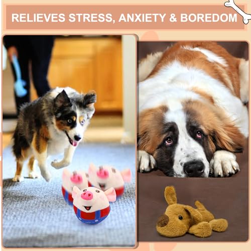 BABORUI Interactive Dog Toys Pig, Jumping Squeaky Dog Toys with Recording and Music Modes, Rechargeable Moving Dog Chew Toys for Small/Medium/Large Dogs to Keep Them Busy(Red Pig) - color: Red Pig