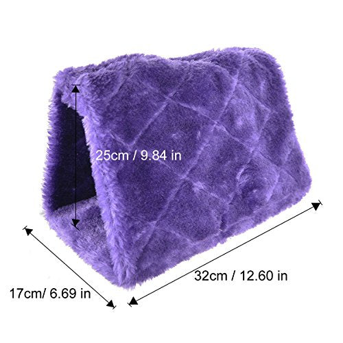 MOACC Winter Warm Bird Nest House Shed Hut Hanging Hammock Finch Cage Plush Fluffy Birds Hut Hideaway for Hamster Parrot Macaw Budgies Eclectus Parakeet Cockatiels Cockatoo Lovebird (L, Purple) - color: Purple, size: L