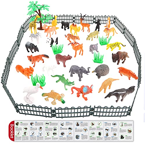 54 Piece Animal Figures for Kids, Safari Jungle Animal Figurines | Realistic animal figures for sensory bins, school learning, jungle party favors, cupcake toppers, classroom rewards