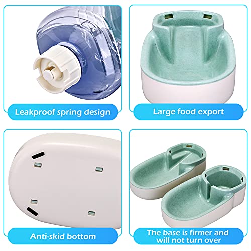 Kacoomi Automatic Dog Cat Feeder and Water Dispenser Gravity Food Feeder and Waterer Set with Pet Food Bowl for Small Medium Dog Puppy Kitten, Large Capacity 1 Gallon x 2 - color: Green