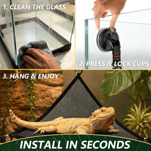 Bearded Lizard Hammock - Breathable mesh Hammock, Suitable for use by Lizards, Salamanders, Chameleons, Geckos, Snakes and Chameleon-Like Animals.