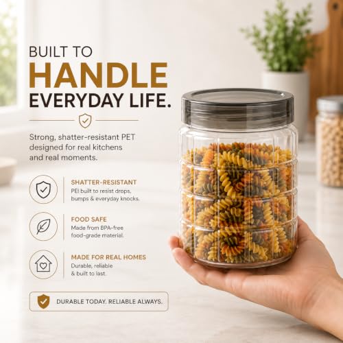 Cello Checkers Plastic PET Canister Set, 18 Pieces, Clear
