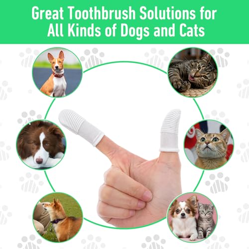 YUIANLB 20 Pcs Pet Dental Care Kit Finger Toothbrush Oral Cleaning Wipes Soft Washable Fabric Freshens Breath Reduces Plaque Tartar Complete Oral Hygiene Set for Puppies Kittens at Home