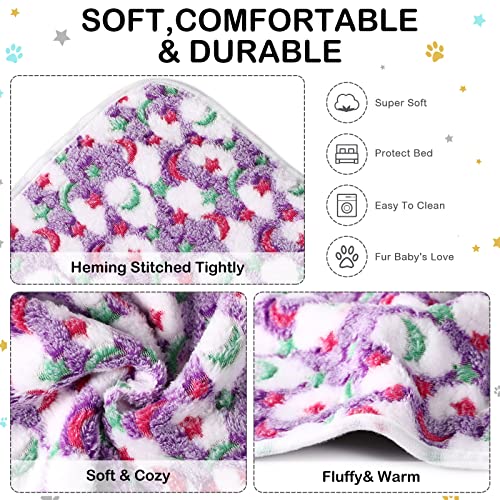 Reginary 4 Pcs Waterproof Guinea Pig Blankets Washable Small Animal Fleece Bedding Absorbent Guinea Pig Cage Liners Reusable Training Pee Pad Pet Sleep Mat for Hamster(Moon Star Pattern,24 x 47 Inch) - size: 24 x 47 Inch