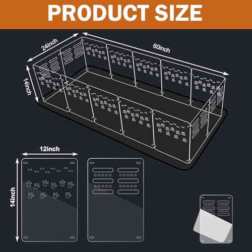Guinea Pig Cage,Acrylic,60" Lx24 Wx14 H,with Waterproof Mat,Heighten,Also for Rabbits, Button Quails, Hedgehogs, Ferrets and Other Small Animals. - size: 60.0"L x 24.0"W x 14.0"H