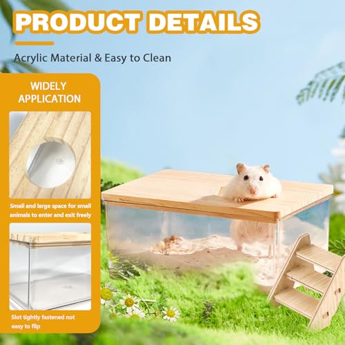 Hamster Sand Bath Box Container, Hamster Bath Sand Gerbil Sand Bath Hamster Dust Bath, Hamster Litter Box Chinchilla Dust Bath Hamster Accessories (Small Rectangle) - size: Small Rectangle