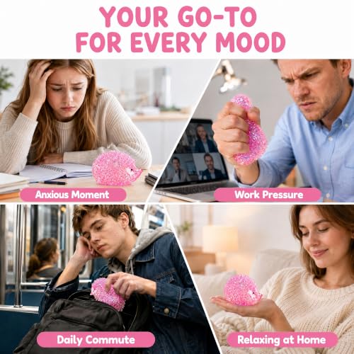1Pcs Pink Hedgehog Stress Relief Squishy Ball, Squishy Hedgehog Stress Ball | Soft Sensory Hedgehog Squishy Ball with Cute Hedgehog Shape, Durable Squishy Squeeze Ball for Home Workplace Casual Daily Use - color: Pink