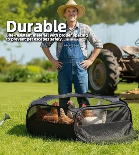 Small Animal Playpen with Mesh Cover & Waterproof Bottom Cat Tent Chicken Brooder Rabbit Guinea Pig Cage Playpen for Small Animals Indoor Outdoor Use - color: Black