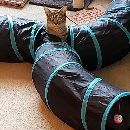 Cat Tunnels, Pet Ferret Rabbit Bunny Tunnels Tubes Subway Habitats, S-Style, DIY Cat Peekaboo Maze House Tent Bed, Kitten Interactive Toy (S Type: 3 Way Tubes) - size: S Type: 3 Way Tubes