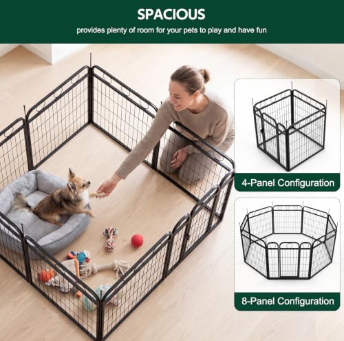 Dog Playpen - 32 Inch 8 Panel Metal Dog Pen with Door, Foldable Dog Crate Kennel Puppy playpen Exercise Pen for Large/Medium/Small Dogs, Indoor Outdoor Yard RV Camping - size: 32"H