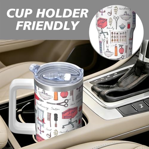 30oz Hair Stylist Stainless Steel Tumbler with Handle and Straw,Hairstylist Mug Cup Water Bottle with Lid,Hairdresser Cosmetology Salon Owner Beautician Gifts - color: Hair