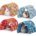 BreezeHug 4 Pcs Guinea Pig Tunnel Foldable Rabbit Hideout Washable and Soft Bunny Hide House Ferret Tunnel Toys Cage Accessories for Small Animal Hamster Hedgehogs Chinchilla(Doodle Forest) - style: Doodle Forest