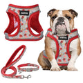 GAMUDA Small Dog Harness Collar and Leash Set, Step in No Chock No Pull Soft Mesh Adjustable Dog Vest Harnesses Plaid Reflective for Dogs Puppy Cats Kitten Rabbit (Red Flower, L) - color: Red Flower, size: L