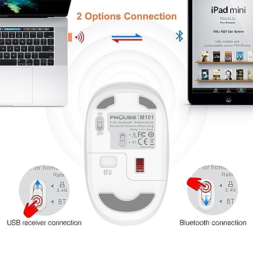 FMOUSE Cute Cartoon Silent Wireless Mouse, Dual Mode Bluetooth & USB 2.4G | Shopping girl Pattern, Ideal for Kids Students & Office Use | AA Battery Powered | Compatible with Laptop Mac iPad Tablet PC - color: Shopping Girl