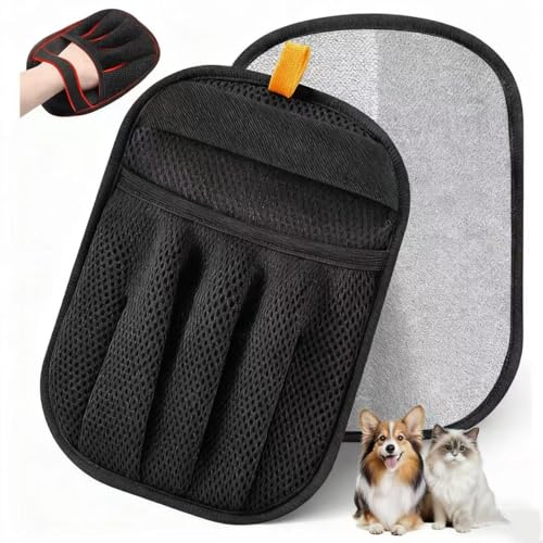 Amouy Pet Hair Removal Glove for Cats & Dogs, 2 PCS Upgraded Five-Finger Electrostatic Pet Hair Gloves, Reusable Magic Brush Pet Hair Remover Tool for Laundry, Couch, Carpet, Car Seat