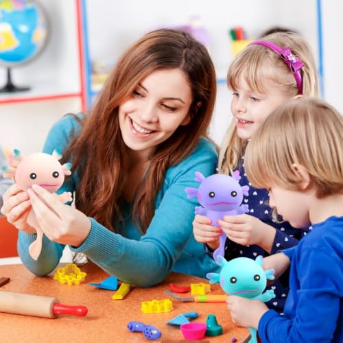 12PCS Axolotl Sensory Fidget Toy Stress Relief Squeeze Axolotl for Kid Gift | Cute Axolotl Animal Toys Bulk for Kids Adults Gift Birthday Festival Party Favors - style: 12PCS (Pure)