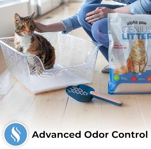 Genius Litter Health Monitoring Cat Litter, Featured on Shark Tank, Lightweight Crystal Silica Gel, Non Clumping, Dust Free, Low Tracking, Odor Control for Indoor Cats and Kittens, 3 Bag (18lb) - size: 3 Bag (18lb)