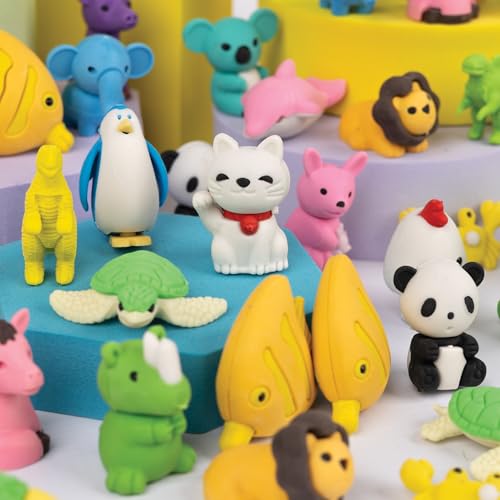 Peaceable Kingdom 60 Animal Erasers for Kids Party Favor Pack | 60 ready-to-give favors for the whole class.