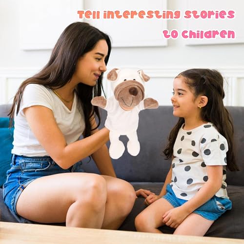 Easfan Puppy Hand Puppet with Movable Mouth Plush Dog Toy for Kids 12.5" | Interactive storytelling, cute soft plush, creativity imagination, easter christmas birthday holiday gift, for toddlers - style: Dog