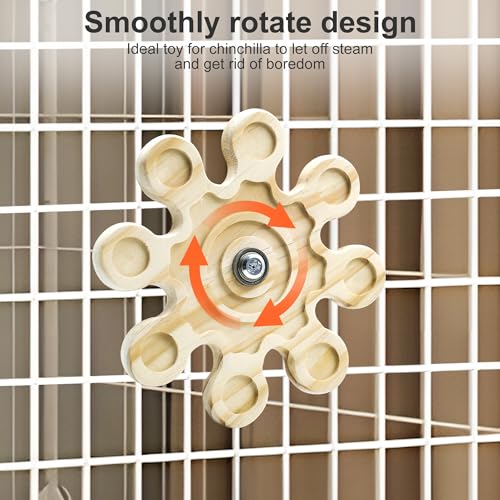 Chinchilla Chew Toys, Natural Wooden Rotating Teeth Grinding Toys, Hanging Chinchilla Cage Accessory and Hamster Exercise Chew Toy for Rabbit, Rat, Bunny, Guinea Pigs, Squirrels