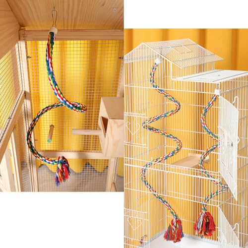 Sugar Glider Toy Climbing Rope with Hook & Bell Bendable Cotton Pet Toy for Small Pet Accessories (Long Screws) - color: long screws