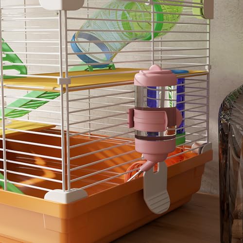 PawHut 18" 5 Tier Hamster Cage with Tubes and Tunnels, Small Animal Cage with Portable Carry Handle, Gerbil Cage with Water Bottle, Food Dish, Exercise Wheel, Orange | Small Animal Cage, Portable Carry Handle, Water Bottle, Food Dish, Exercise Wheel - col