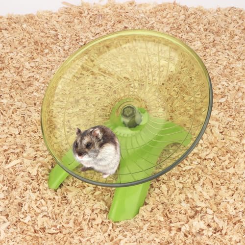 Hamster Wheel Flying Saucer Silent Exercise Wheel Running Wheel for Hamsters, Gerbils, Mice and Other Small Pets, Silent Hamster Running Wheel (Green) | Non-slip surface, smooth & quiet spinning, durable plastic, encourages healthy exercise, for dwarf ham