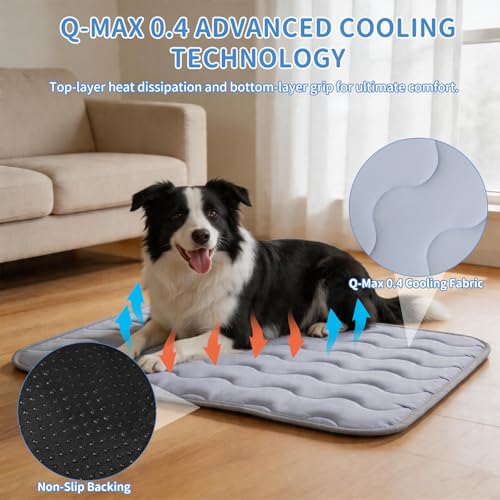 Dog Cooling Mat Non-Toxic Self Cooling Pad for Dogs Cats in Hot Summer Cool Pad Washable & Easy Clean - color: Grey, size: Medium 27x20in
