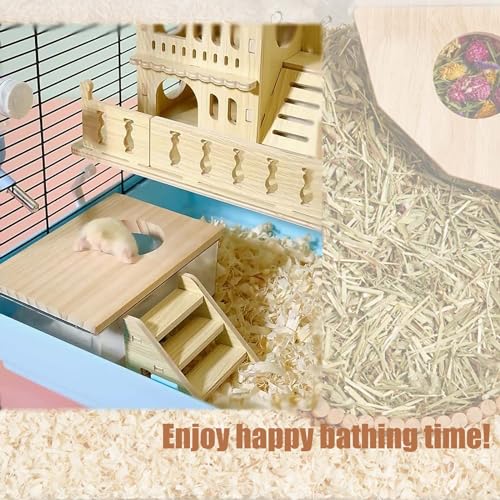 Transparent Hamster Sand Bath Box for Hamster Cage Accessories, Digging Sand Container with Climbing Ladder, Large Sandbox for Hamsters Dust Bath and Play Sand (M, Rectangle) - size: M