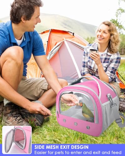 Bissap Guinea Pig Carrier Bag, Portable Small Animal Carrier Pouch for Hamster Chinchilla Bunny Hedgehog Lizard Bearded Dragon Bird Outgoing Reptile Travel Carrying Case - Pink - color: Pink