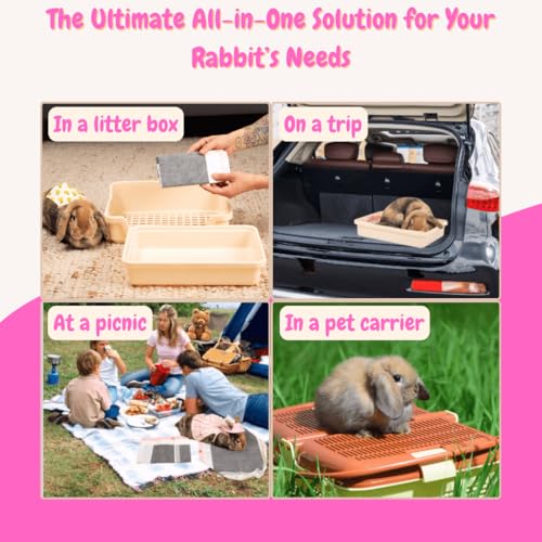 HoppScotch.bun Litter Box Liners, 22 pack Super Absorbent Carbon Odor Eliminator Rabbit Litter Pad Bags- Adhesive, Contactless Cage Liner (Charcoal, X-Large)