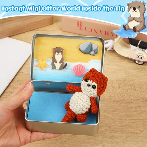 Little Otter Buddy - Knitted Otter Desk Companion Gift | Cute knitted otter buddy, a soft desk companion and thoughtful gift for coworkers, friends and otter lovers - style: Knitted Otter