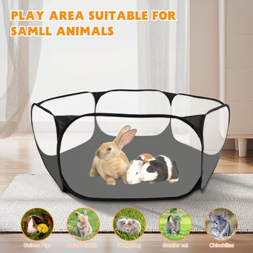 Rypet Guinea Pig Playpen Pop-Up, Outdoor Yard Fence for Small Pets,Black | Breathable 360° Mesh View, Pops Open Fast, 47 x 15 in Play Space, Folds Flat for Travel, Rabbits Hamsters Hedgehogs - color: Black, style: Open Top Playpen