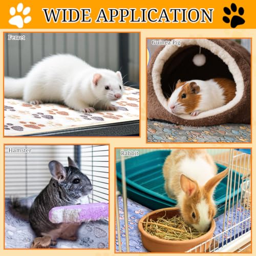 4 Pcs Washable Guinea Pig Bedding Absorbent Small Animal Cage Liners Reusable Guinea Pig Fleece Blankets Waterproof Pet Pee Pad Sleep Mat Pad Cover for Rabbit Ferret Chinchilla Hamster (24 x 35 Inch) - color: 4PCS 24 x 35 Inch