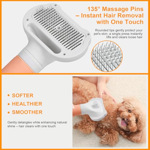 3-in-1 Pet Hair Dryer & Slicker Brush for Dogs & Cats – Portable, Professional, Adjustable Temp, Overheat Protection Dog Hair Dryer (pink) - color: pink