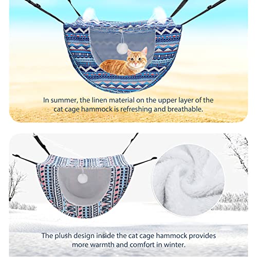 Unittype 2 Pieces Cat Cage Hammock Hanging Pet Bed Double Layer Soft Plush Hanging Pet Comfortable Hammock Bed for Indoor Kitten Ferret Hamster Rabbit or Small Animals, 2 Styles(Boho) - size: Boho