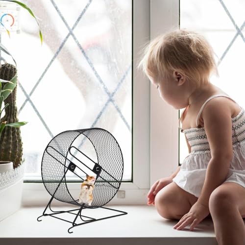 TEHAUX Silent Hedgehog Running Wheel Pet Exercise for Hamsters Squirrels Gerbils Black Iron Small for Healthy Active Small Pets