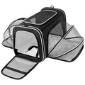 TSA Airline Approved Large Pet Travel Carrier,4 Sides Expandable with 2 Mesh Pockets,3 Entry, Soft Sided Collapsible Dog Carrier for 2 Cats,Kittens,Puppies,Dog, X-Large, Black & White