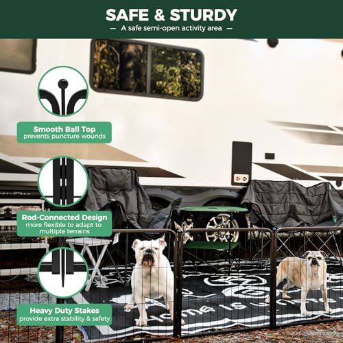 FXW Rollick Dog Playpen, Indoor, Yard & RV Camping, 24" H, 16 Panels | Easy setup, Heavy-duty, DIY layouts, Walk-through gate, for Puppies & Small Dogs, Patented - color: Black, size: 24"H