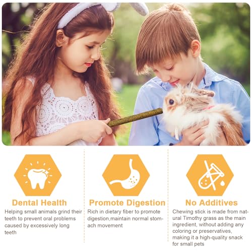 52Pcs Rabbit Chew Sticks, Guinea Pig Toys, Natural Timothy Teeth Stick | Rabbit Bunny Chew Sticks Toys for Teeth Mixing Flowers, Roses, Calendula and Forget Me Not, Small Animals Treats - size: 52Pack-Sticks