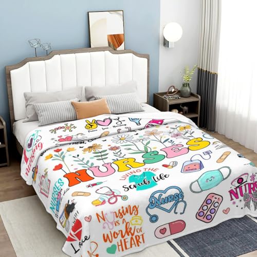 Nurse Gifts for Women Nursing Graduation Blanket Throw Nursing Gift Plush Flannel Accessories Nurse Practitioner Gifts for Nurses Work Office Decor Retirement Birthday Gift 50"X40" - color: Nurse Gift, size: 50"x40"