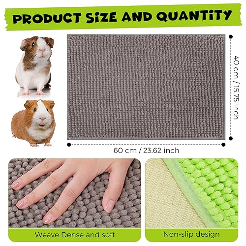 Barydat 8 Pcs Guinea Pig Cage Liner 24x16'' Washable Rabbit Fleece Mat | Reusable Training Bedding Pee Sleeping Pad for Animal Hamster Chinchilla(Gray, Green, Pink, Blue) - color: Gray, Green, Pink, Blue, size: 24x16''