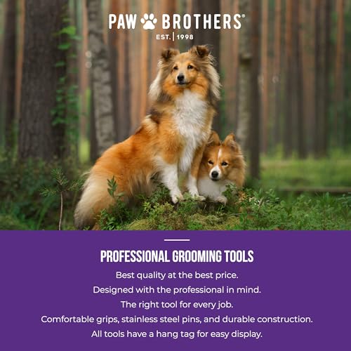 Ryan's Pet Supplies Paw Brothers Double Sided Soft Flex Slicker Brush, Professional Grade, Angled Stainless Steel Pins, Comfort Grip, Flexible Head, Small, 2 in. x 2.5 in. - size: Small